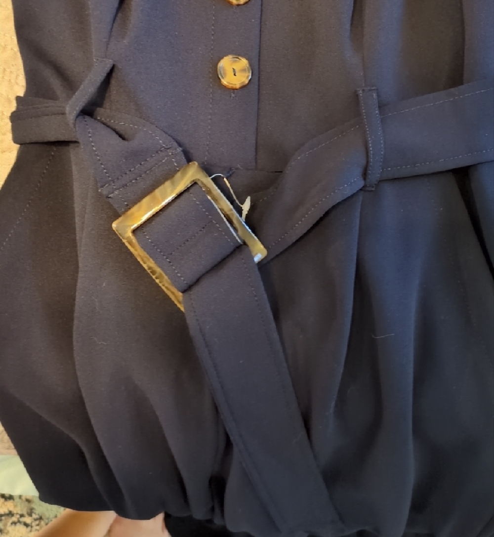 Calvin Klein Sleeveless V-Neck Navy Jumpsuit with Belt - Picture 4 of 7